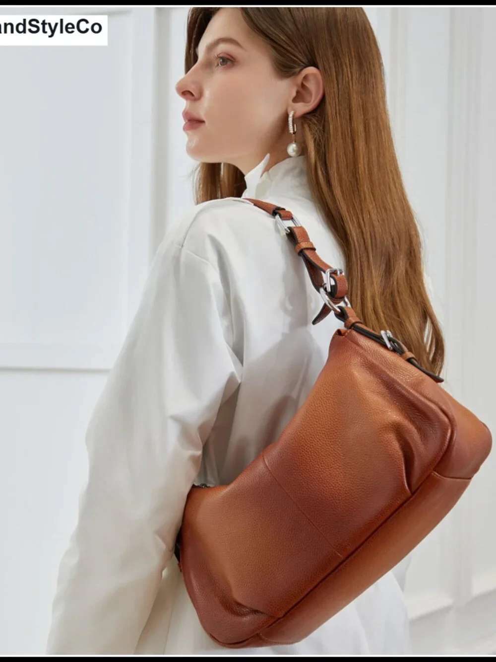 Genuine Leather Hobo Shoulder Crossbody Tote Handbag